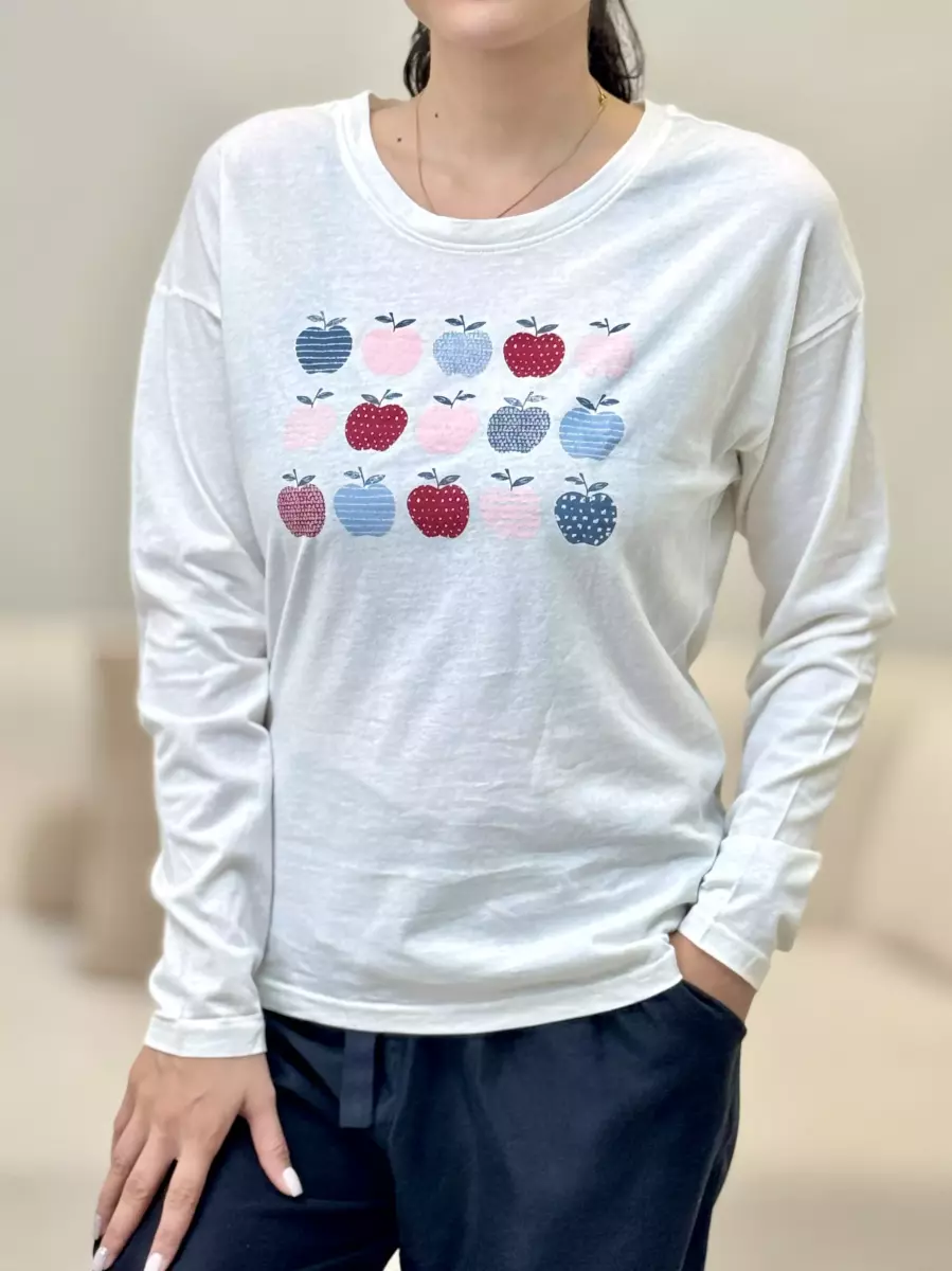 تیشرت آستین بلند طرح سیب