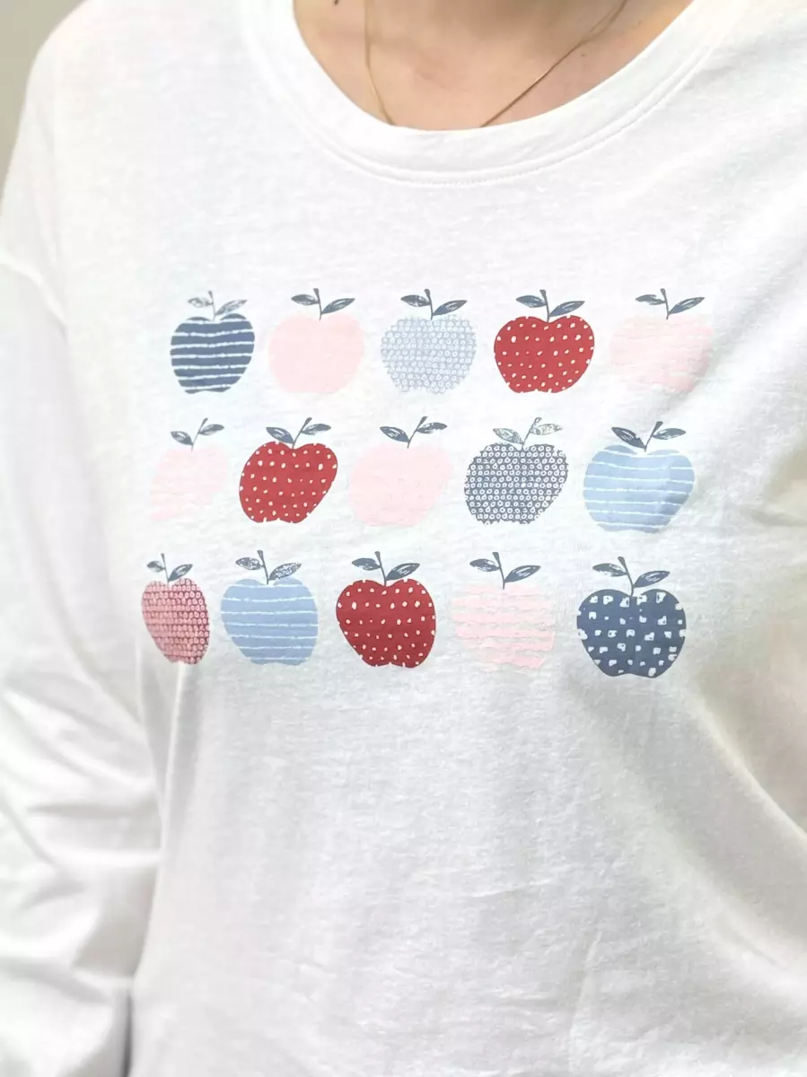 تیشرت آستین بلند طرح سیب