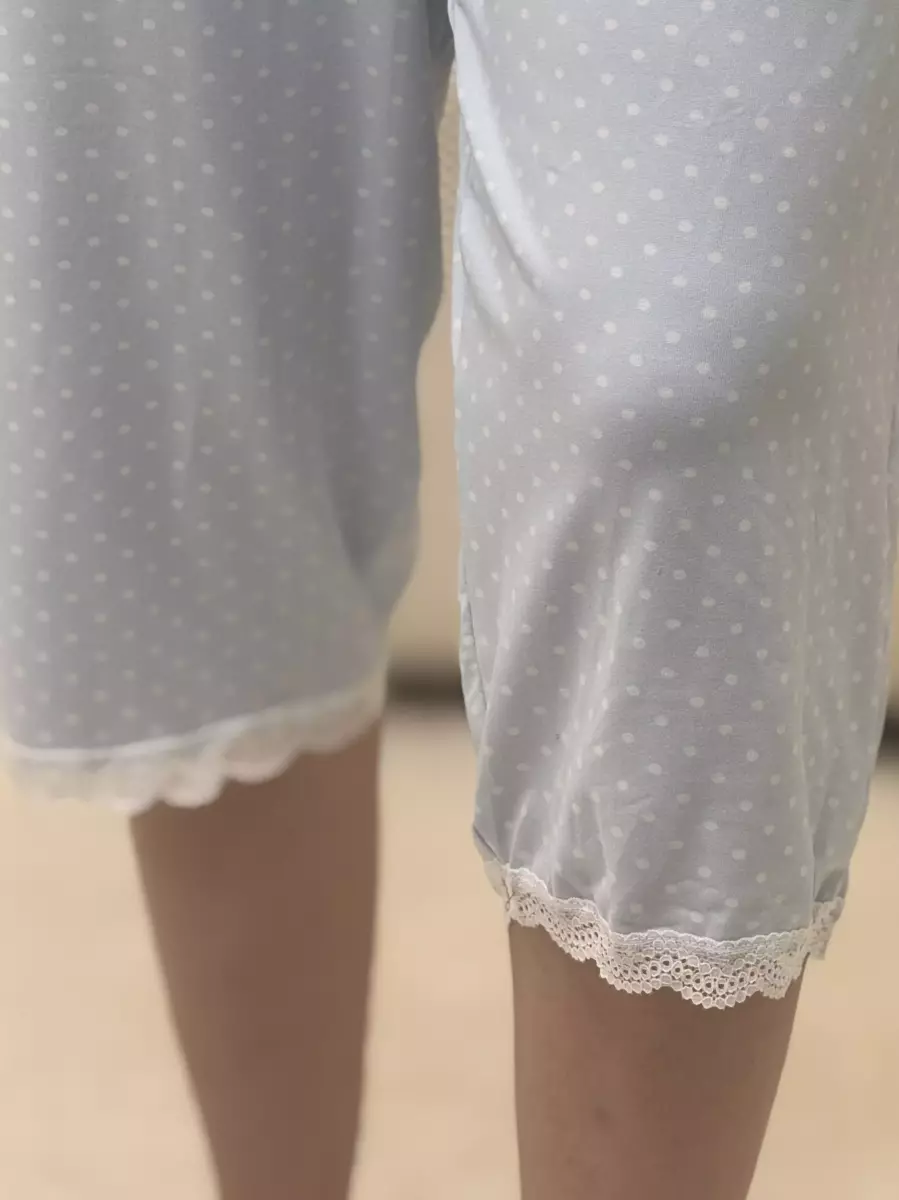 ست تیشرت شلوارک آبی خال دار