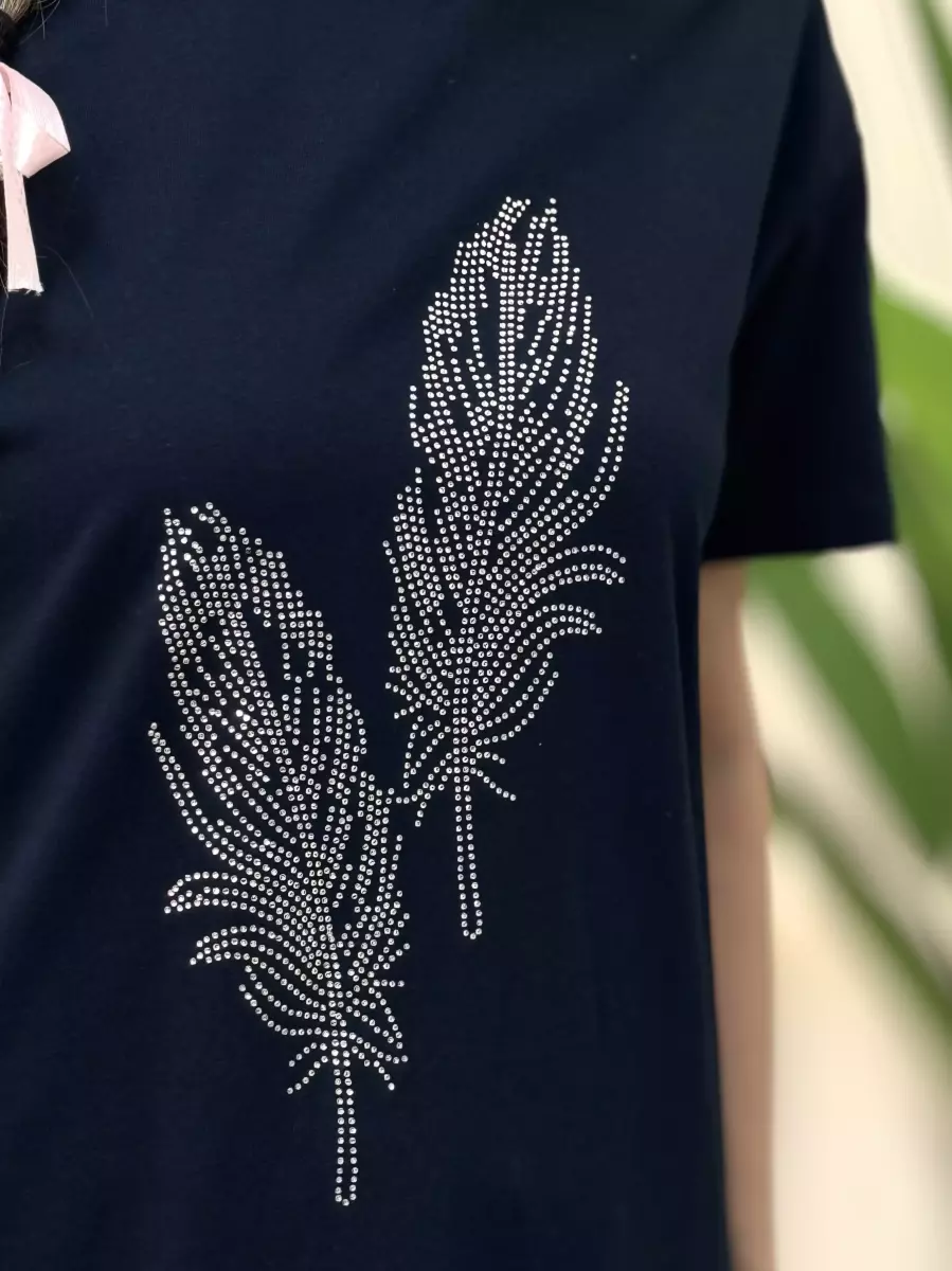 تیشرت سرمه ای نگین دار