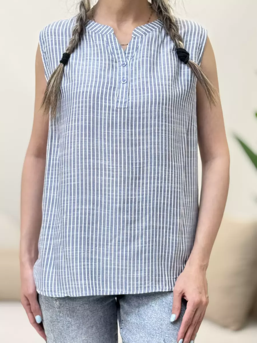 تاپ جلو دکمه راه راه(2رنگ)