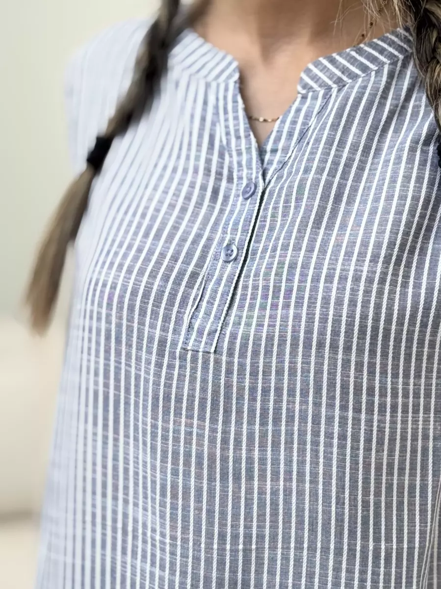 تاپ جلو دکمه راه راه(2رنگ)