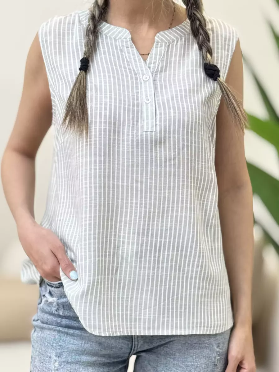 تاپ جلو دکمه راه راه(2رنگ)