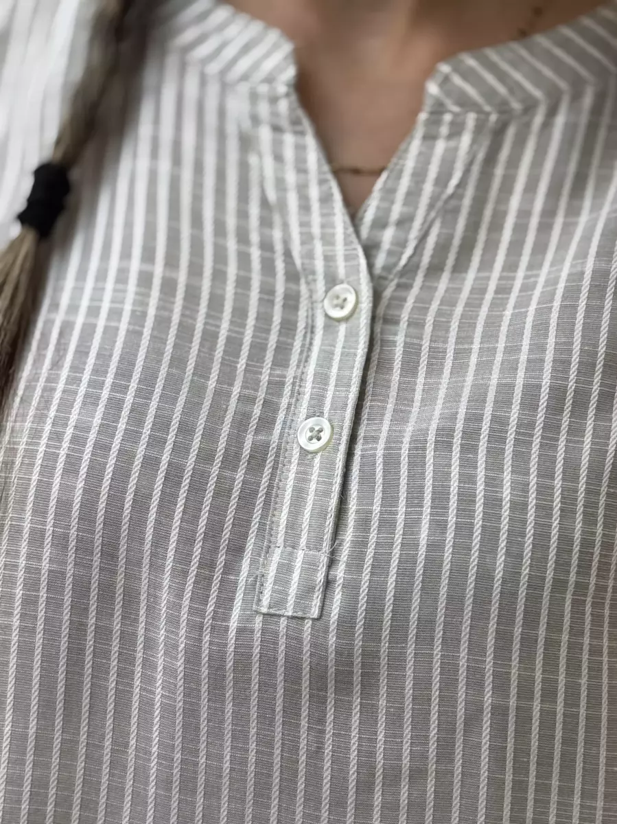 تاپ جلو دکمه راه راه(2رنگ)