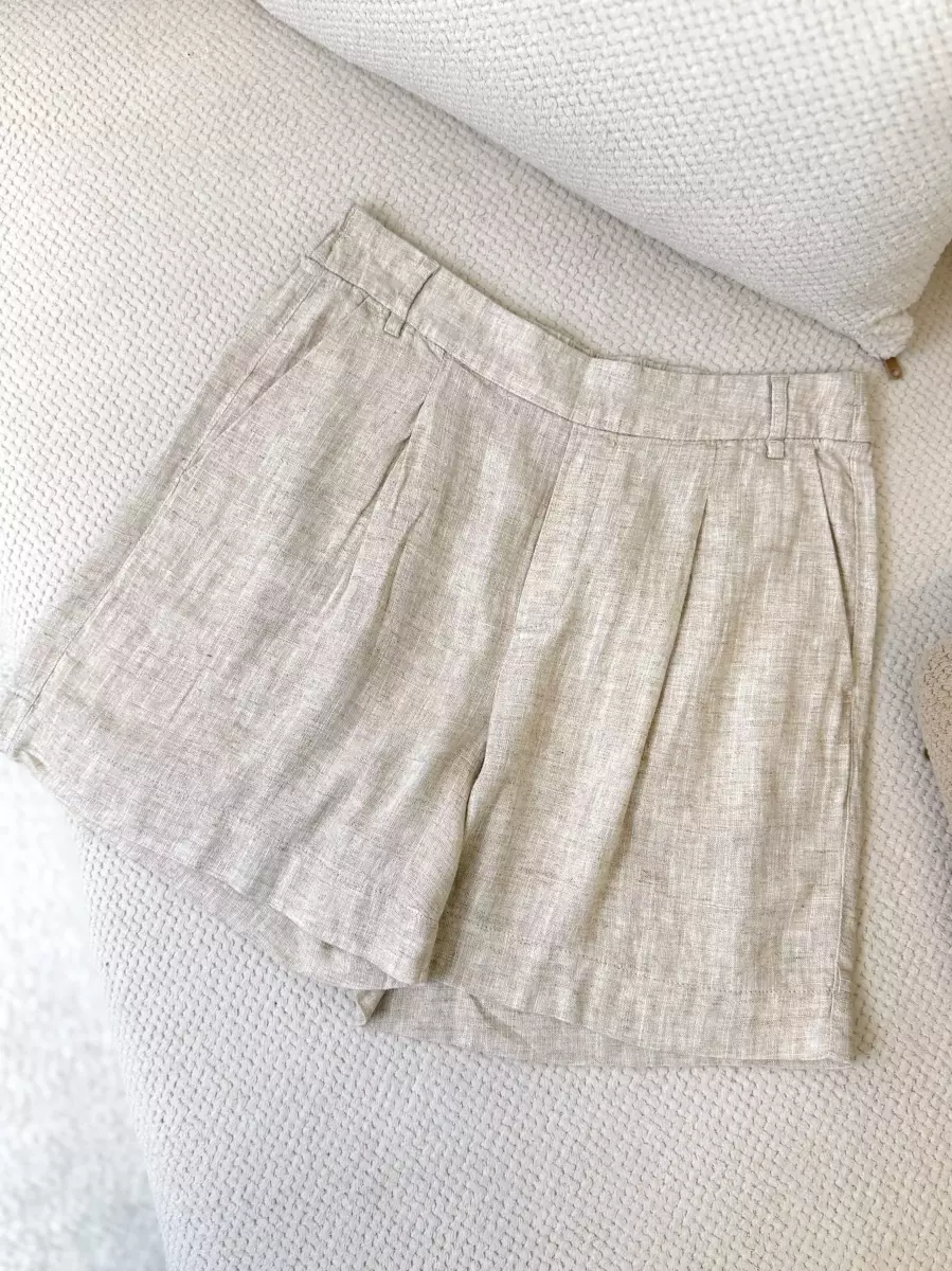 شلوارک لینن کرم و مشکی