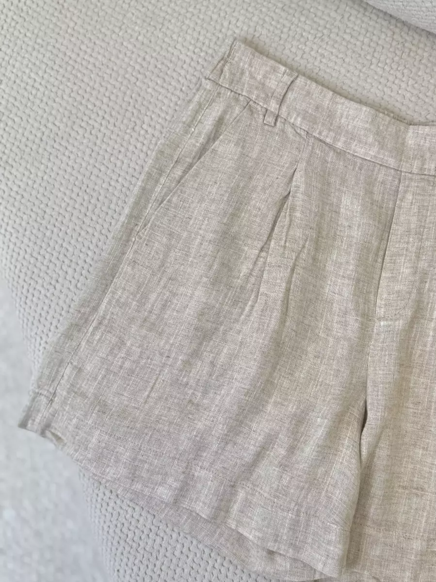 شلوارک لینن کرم و مشکی