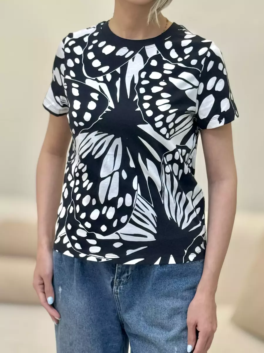 تیشرت باکسی طرحدار (مشکی/سبز)