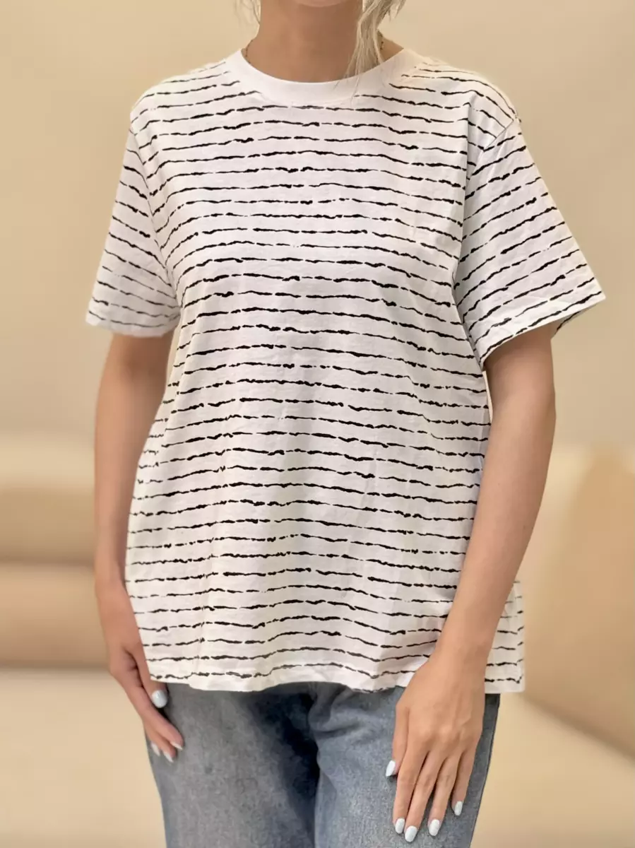 تیشرت راه راه دوطرح( سفید /سرمه ای)