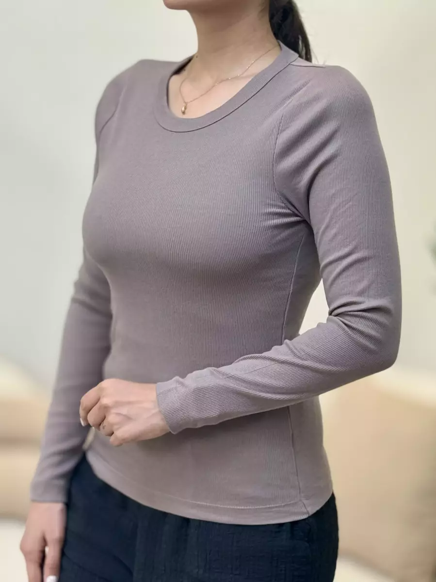 تیشرت آستین بلند کبریتی یقه گرد ساده