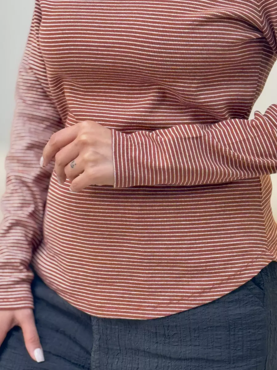 تیشرت آستین بلند راه راه (مشکی/عنابی/سفید)