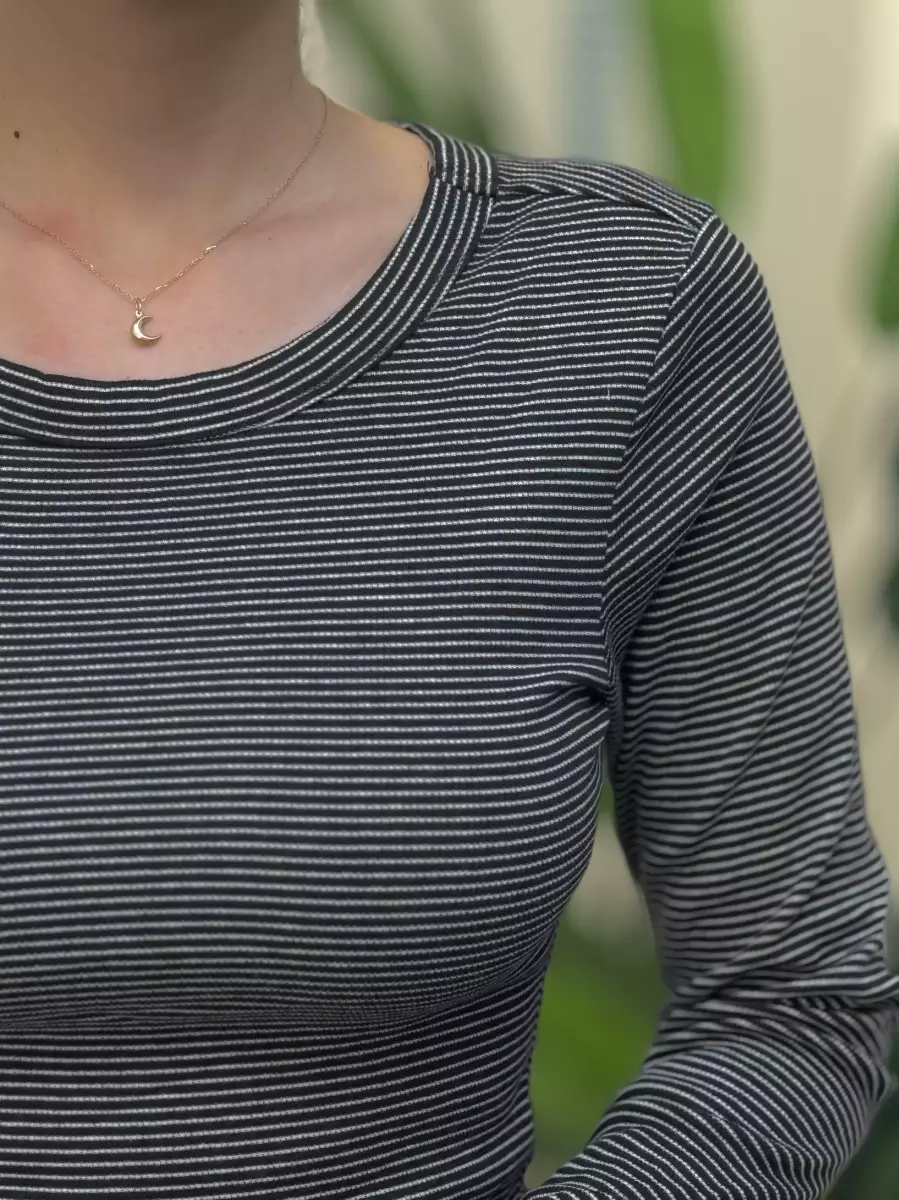 تیشرت آستین بلند راه راه (مشکی/عنابی/سفید)