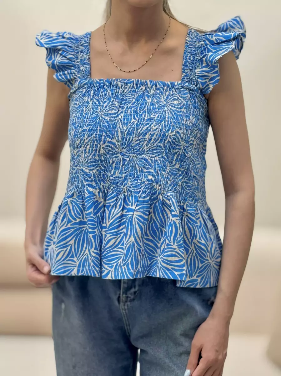 تاپ لینن کش دوزی (سفید/مشکی/آبی)