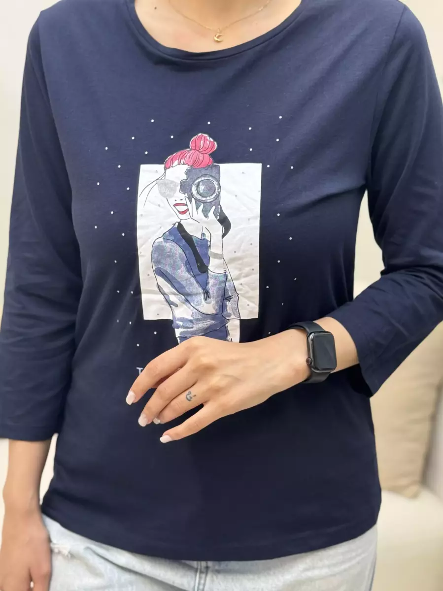 تیشرت آستین بلند(طرح دختر)2رنگ