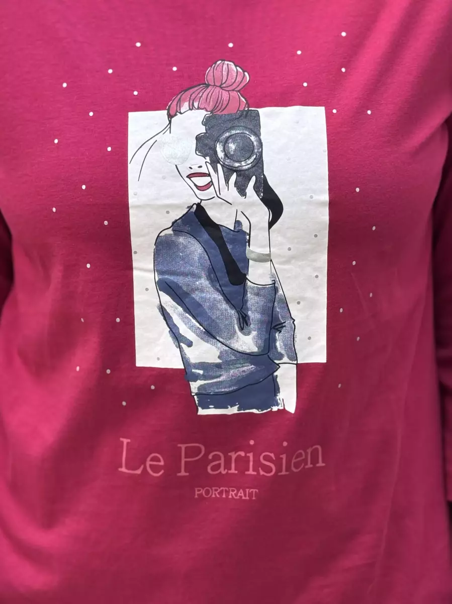 تیشرت آستین بلند(طرح دختر)2رنگ