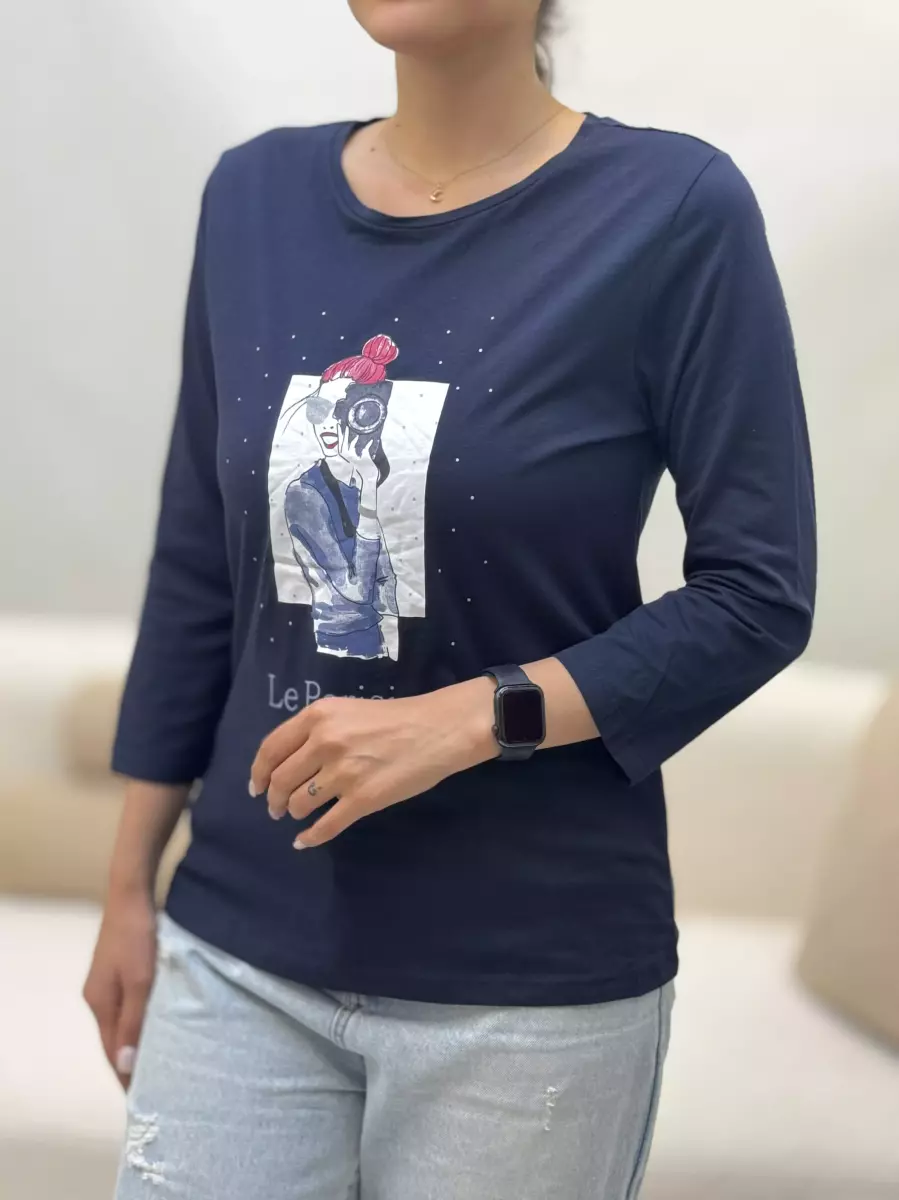 تیشرت آستین بلند(طرح دختر)2رنگ