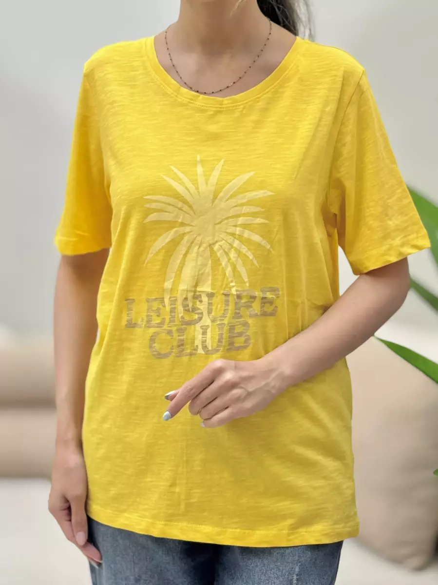 تیشرت زرد چاپ نخل