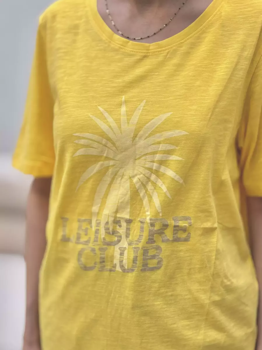تیشرت زرد چاپ نخل