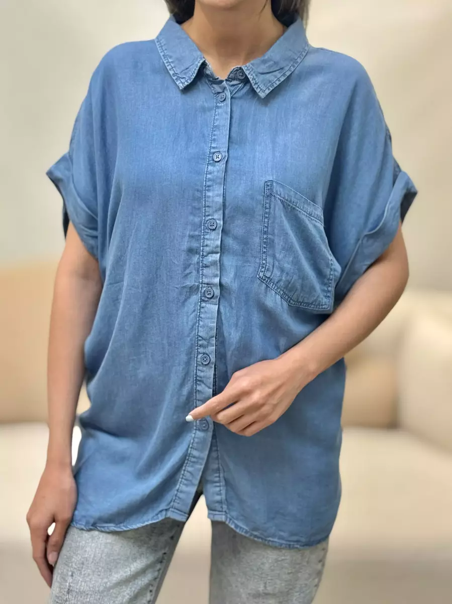 شومیز جین آستین سرخود