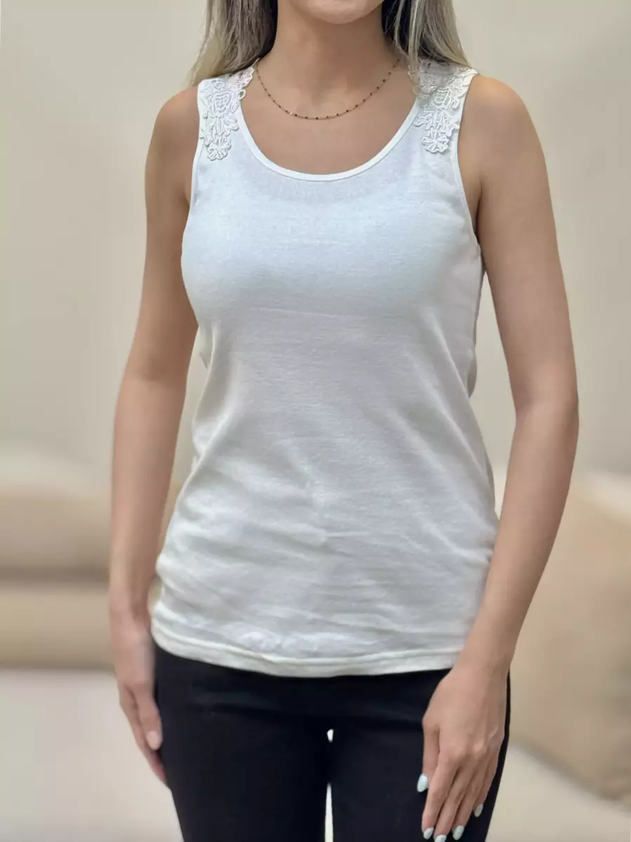 تاپ گیپور دار سفید و زرد حراجی