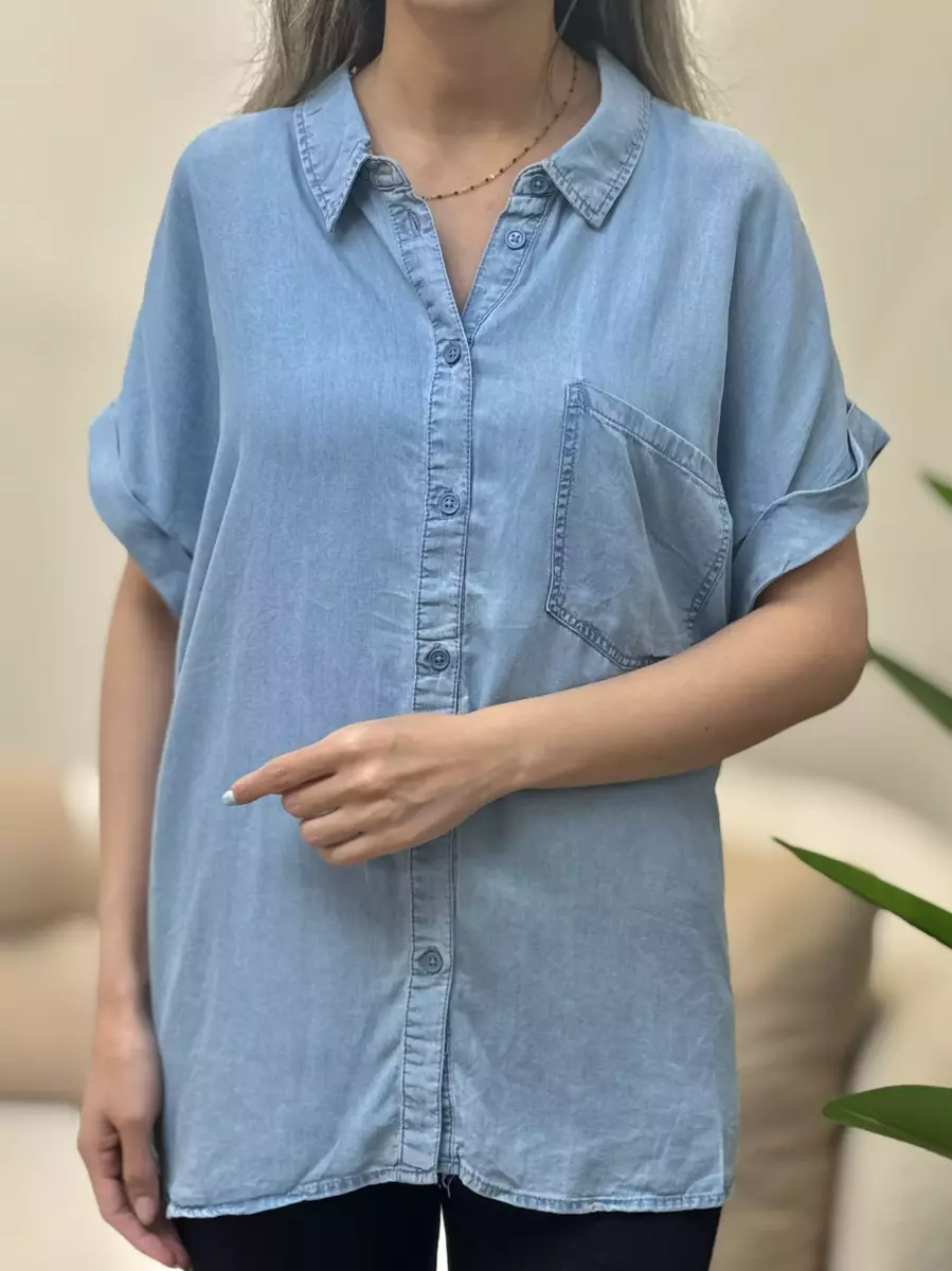 شومیز جین آستین سرخود