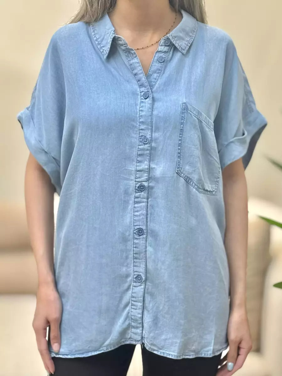 شومیز جین آستین سرخود