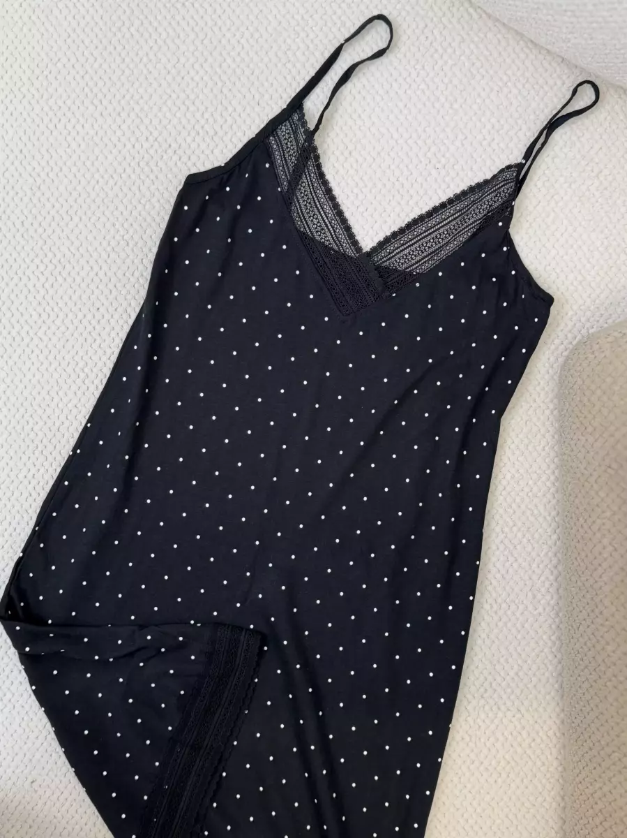 پیراهن ویسکوز مشکی(خال خالی)