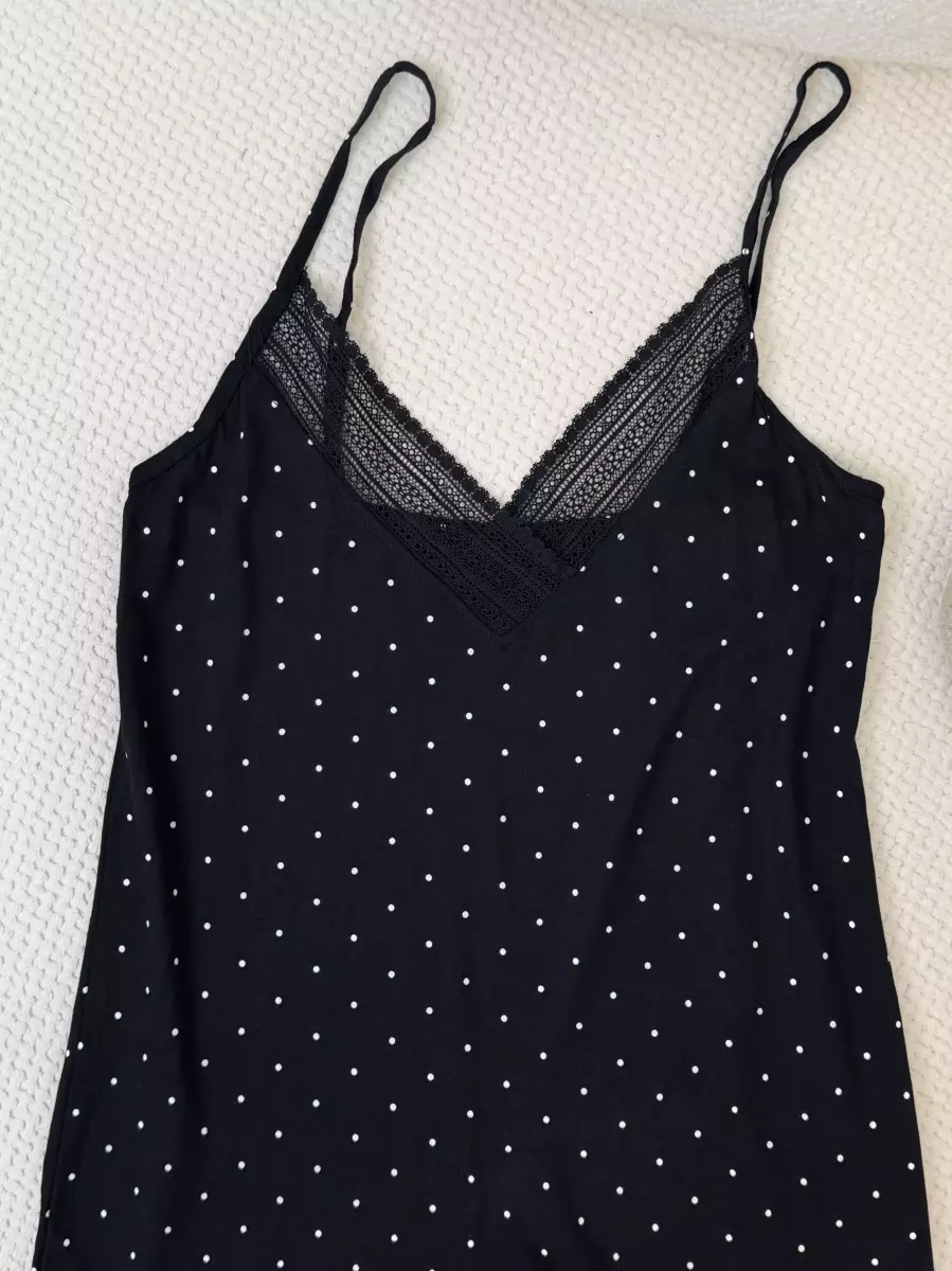 پیراهن ویسکوز مشکی(خال خالی)