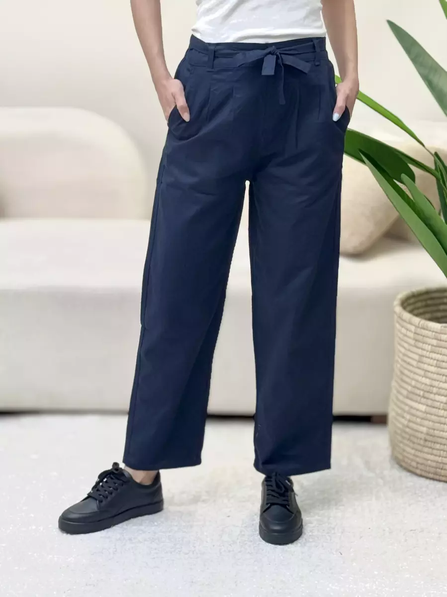 شلوار سرمه ای کمربند دار