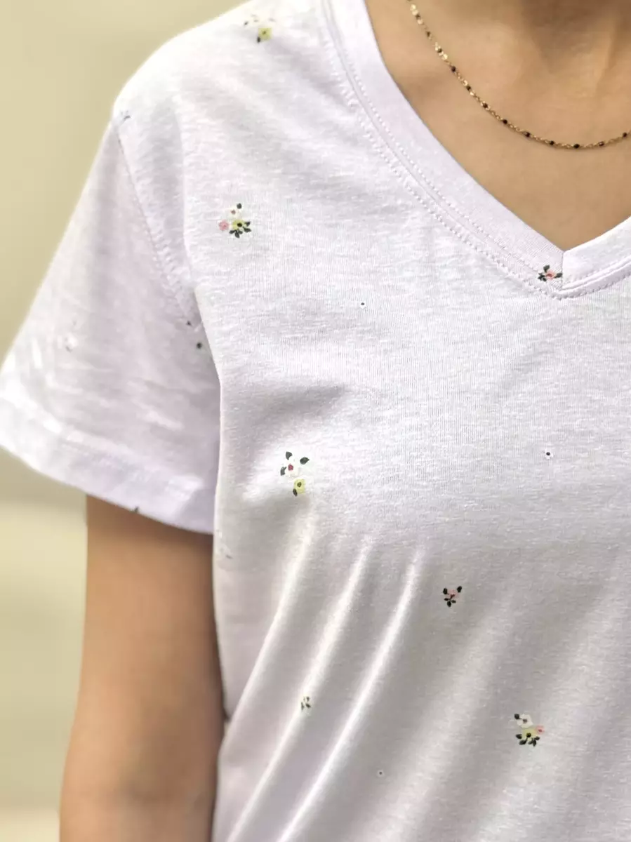 تیشرت یاسی گلدار