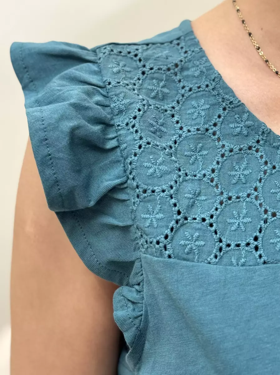 تاپ آستین چین دار (گلبهی/سبز)