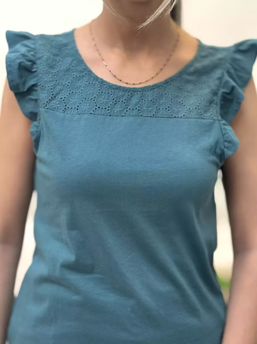 تاپ آستین چین دار (گلبهی/سبز)