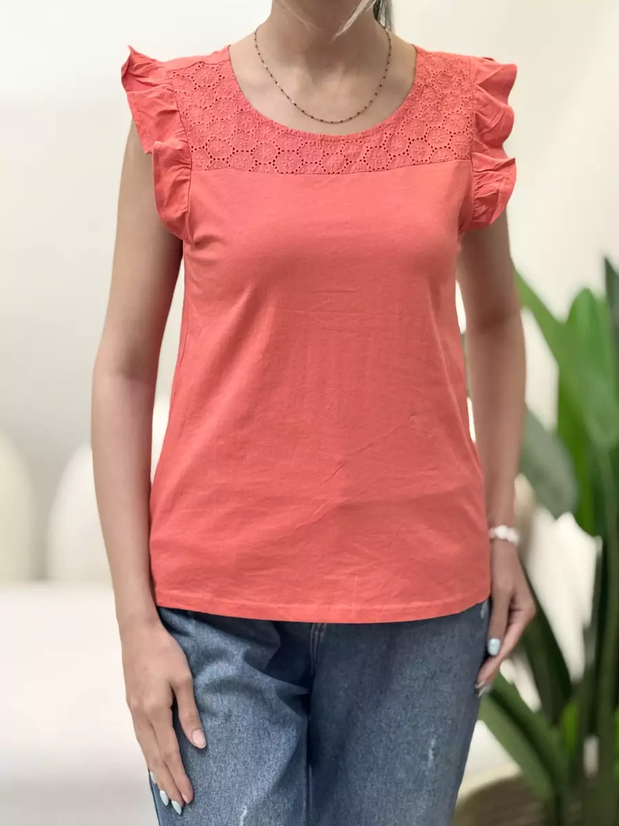 تاپ آستین چین دار (گلبهی/سبز)