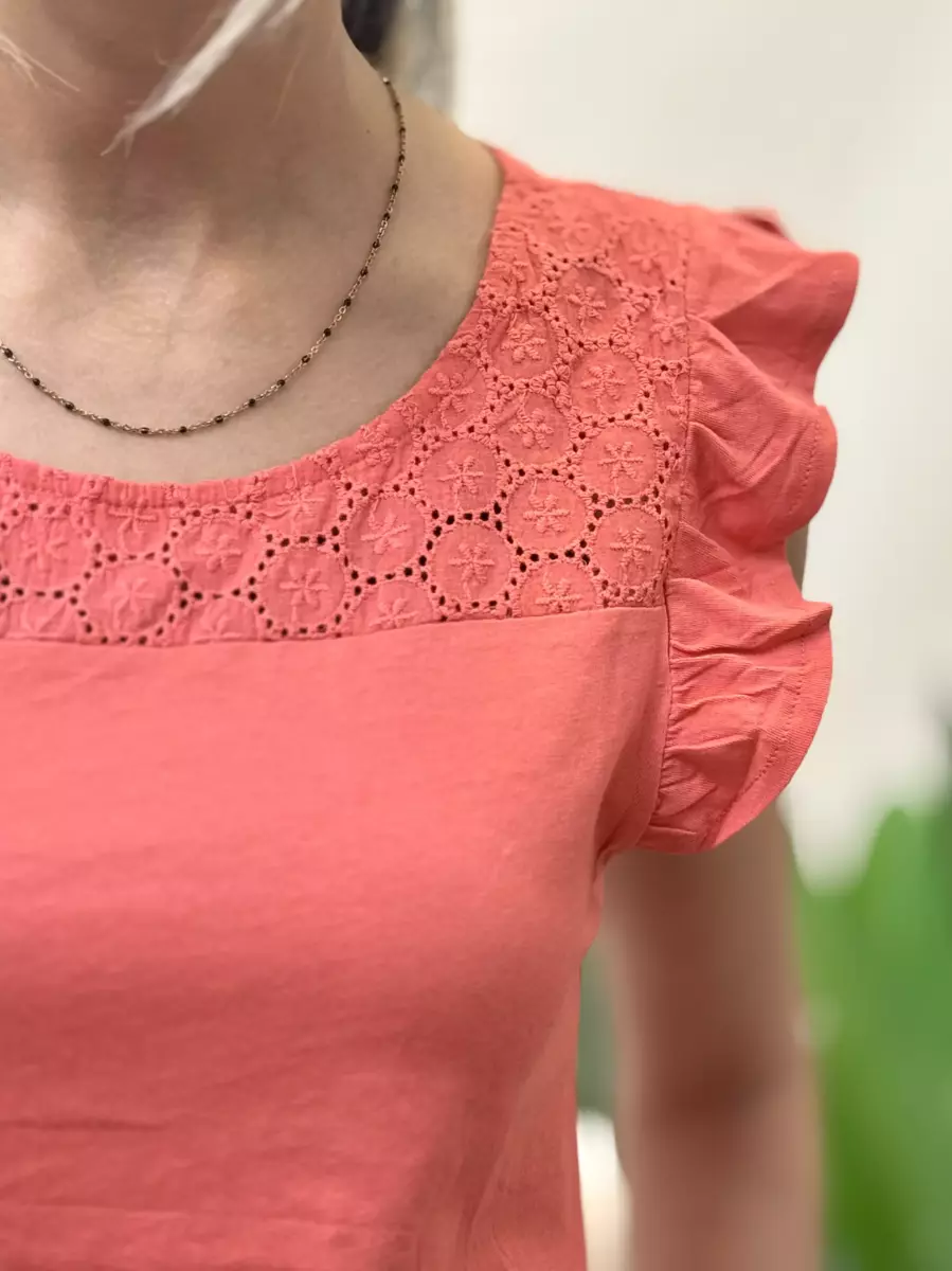 تاپ آستین چین دار (گلبهی/سبز)