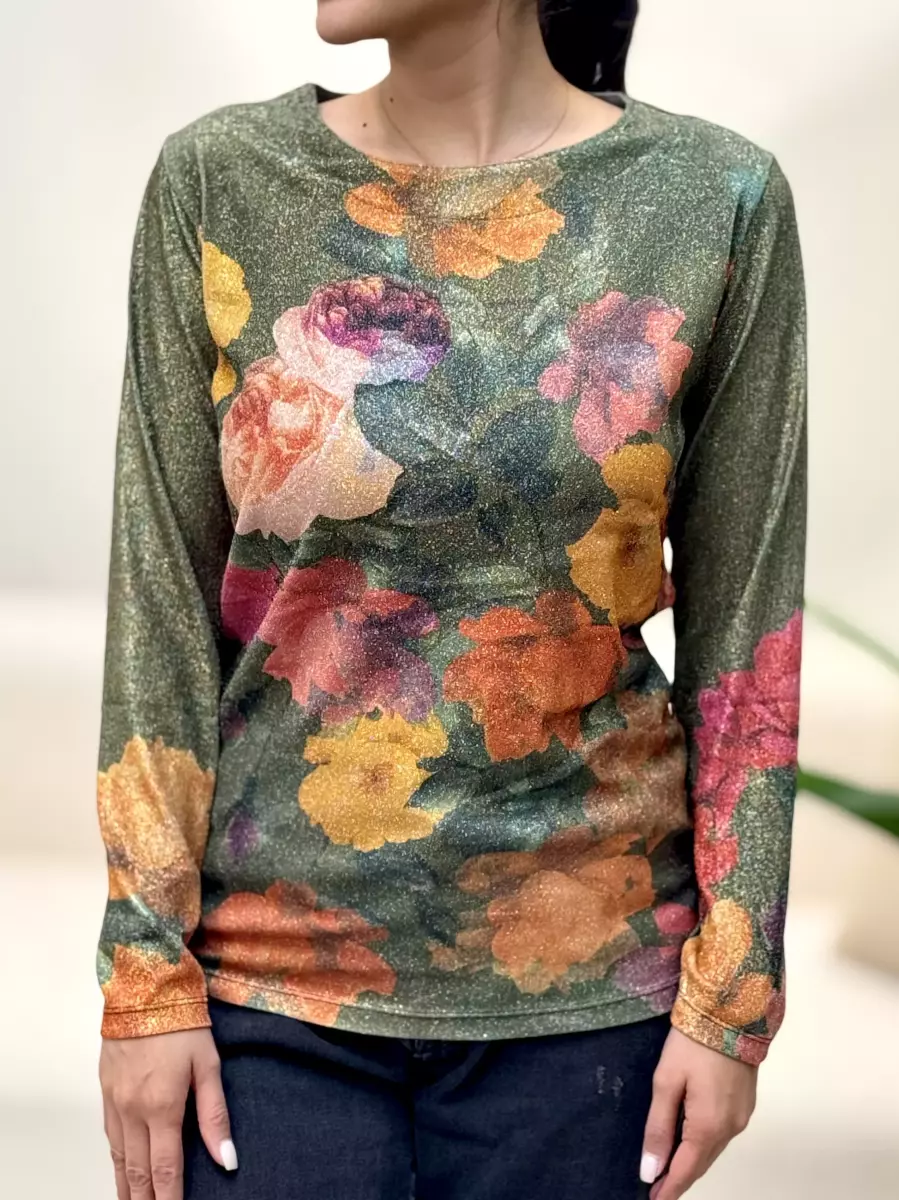 بلوز آستین بلند لمه گل دار