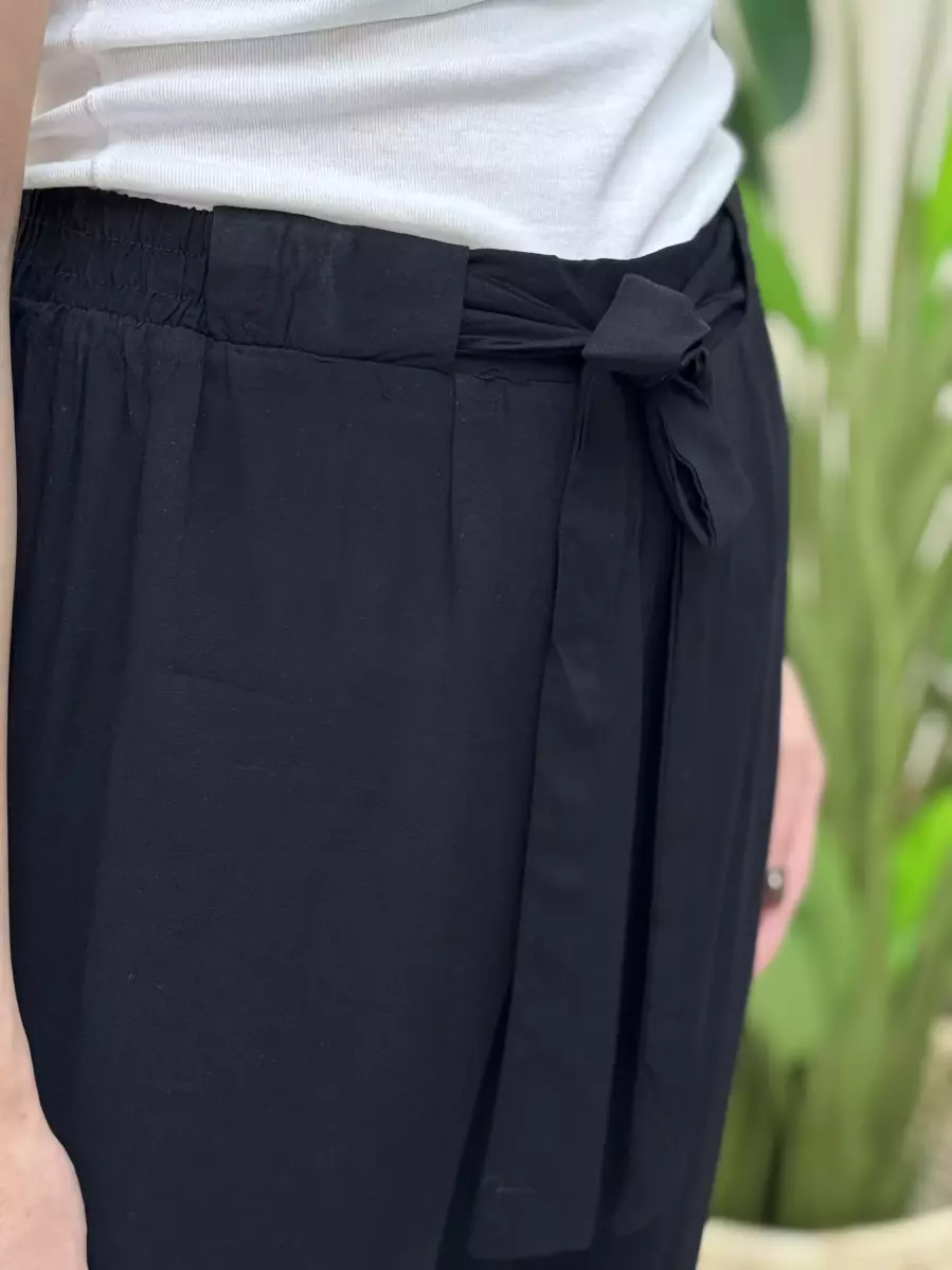 شلوارویسکوز مشکی کمردار