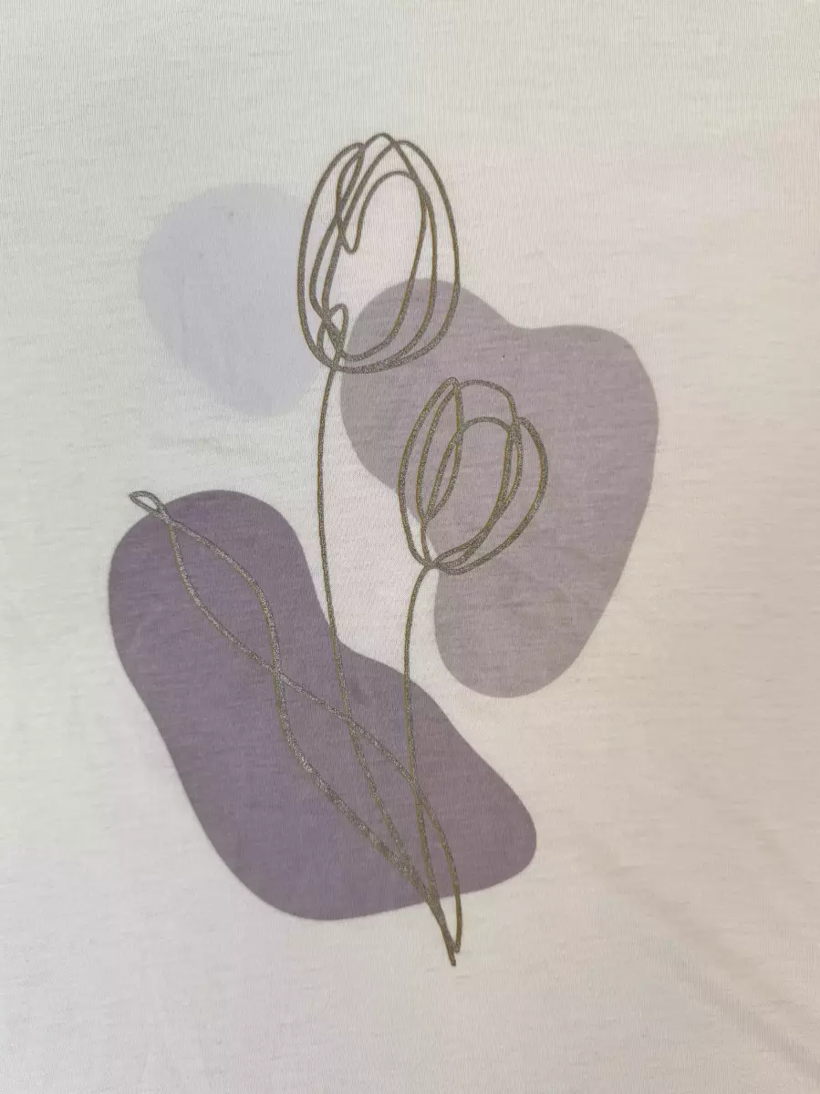 تیشرت کرم چاپ گل (lc)