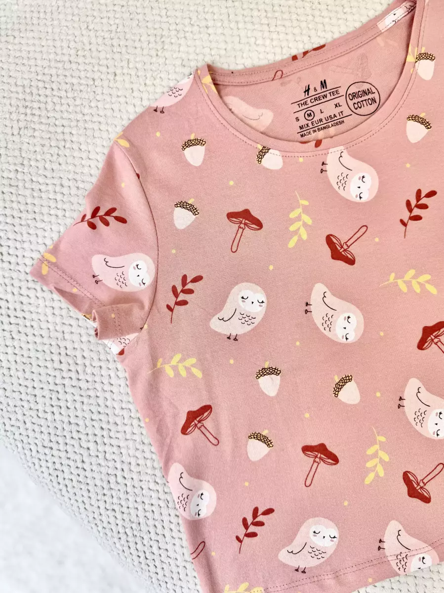 تیشرت کراپ حراجی (صورتی/طوسی)