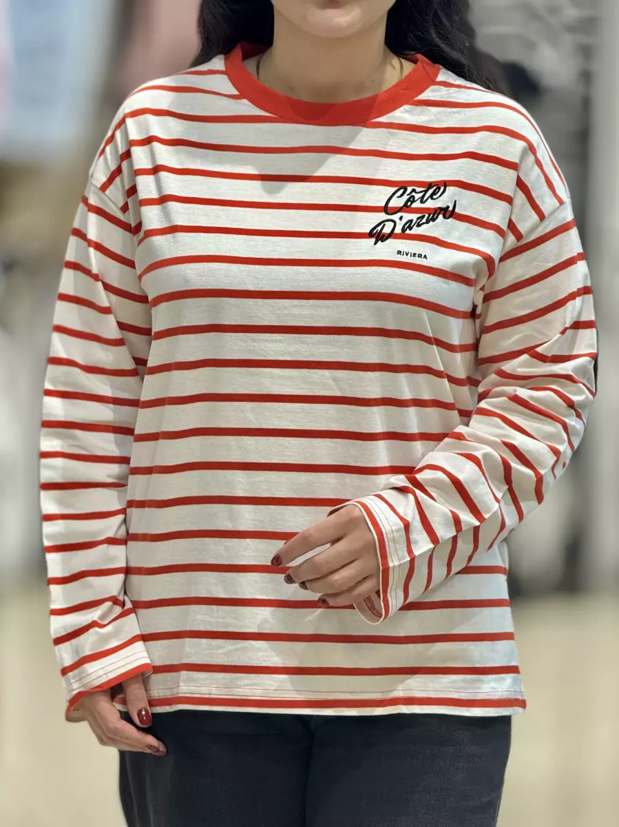 بلوز آستین بلند h&m (قرمز/مشکی)