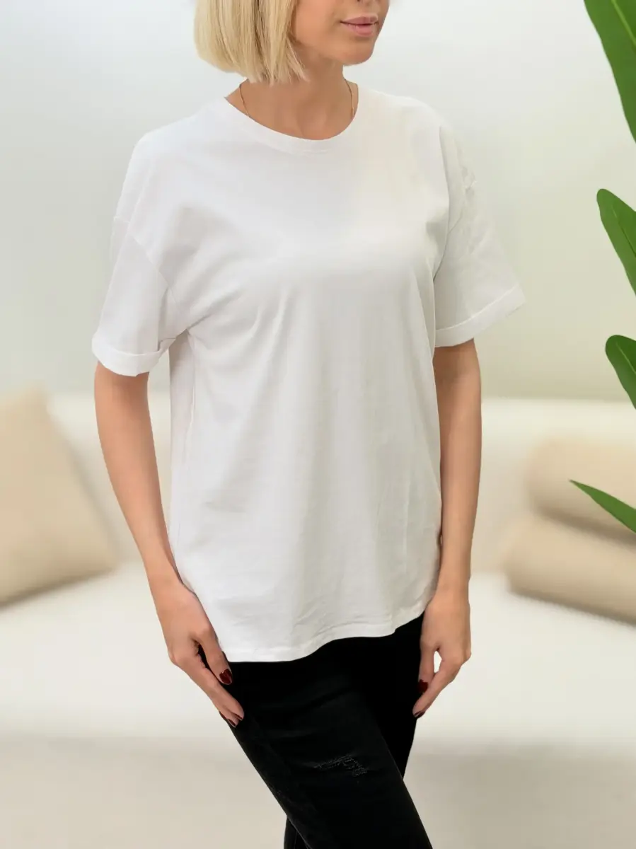 تیشرت باکسی زارا (کرم-سفید)