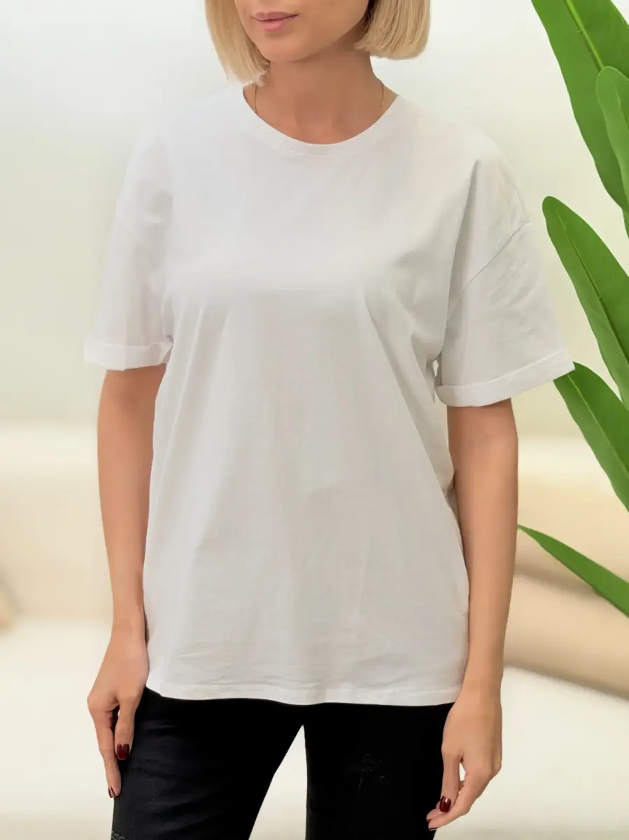 تیشرت باکسی زارا (کرم-سفید)