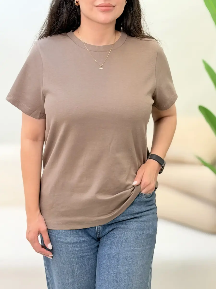 تیشرت cotton قهوه ای