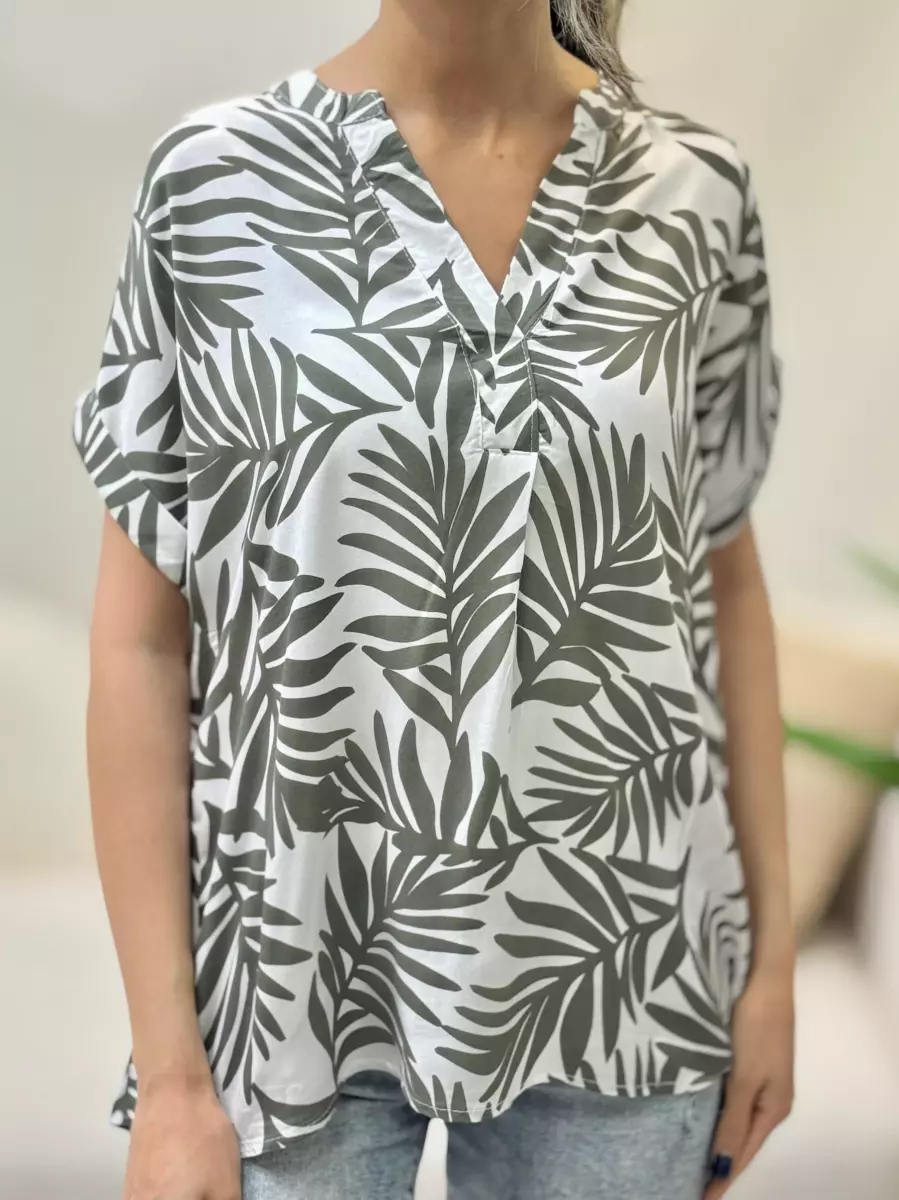 شومیز طرح برگ infiniti مشکی و سبز