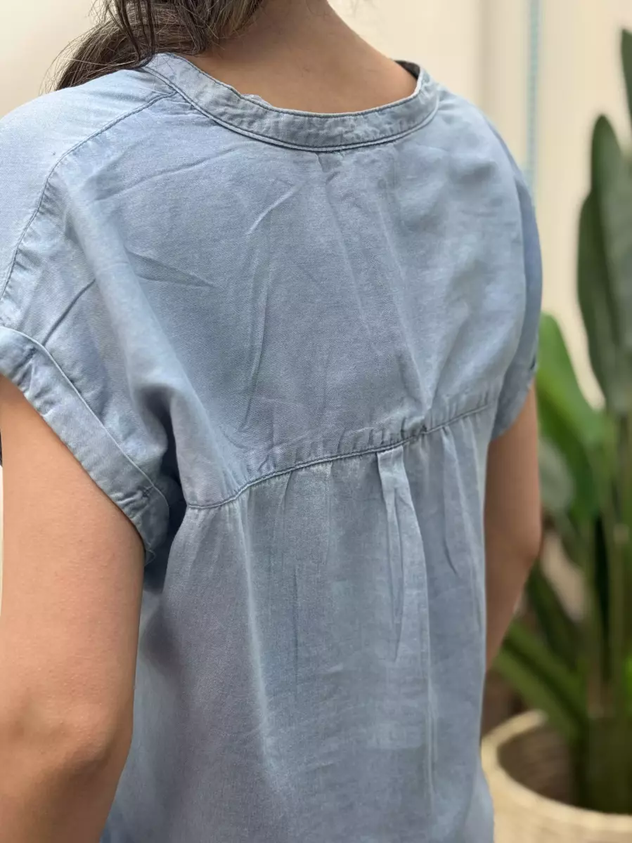 شومیز جین کاغذی آستین سرخود