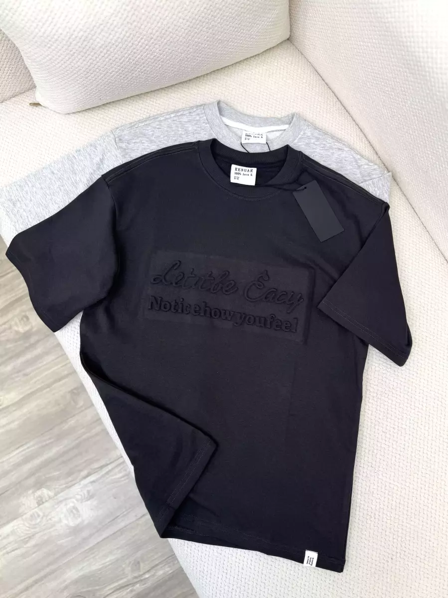 تیشرت مردانه جلو برجسته (مشکی-طوسی)