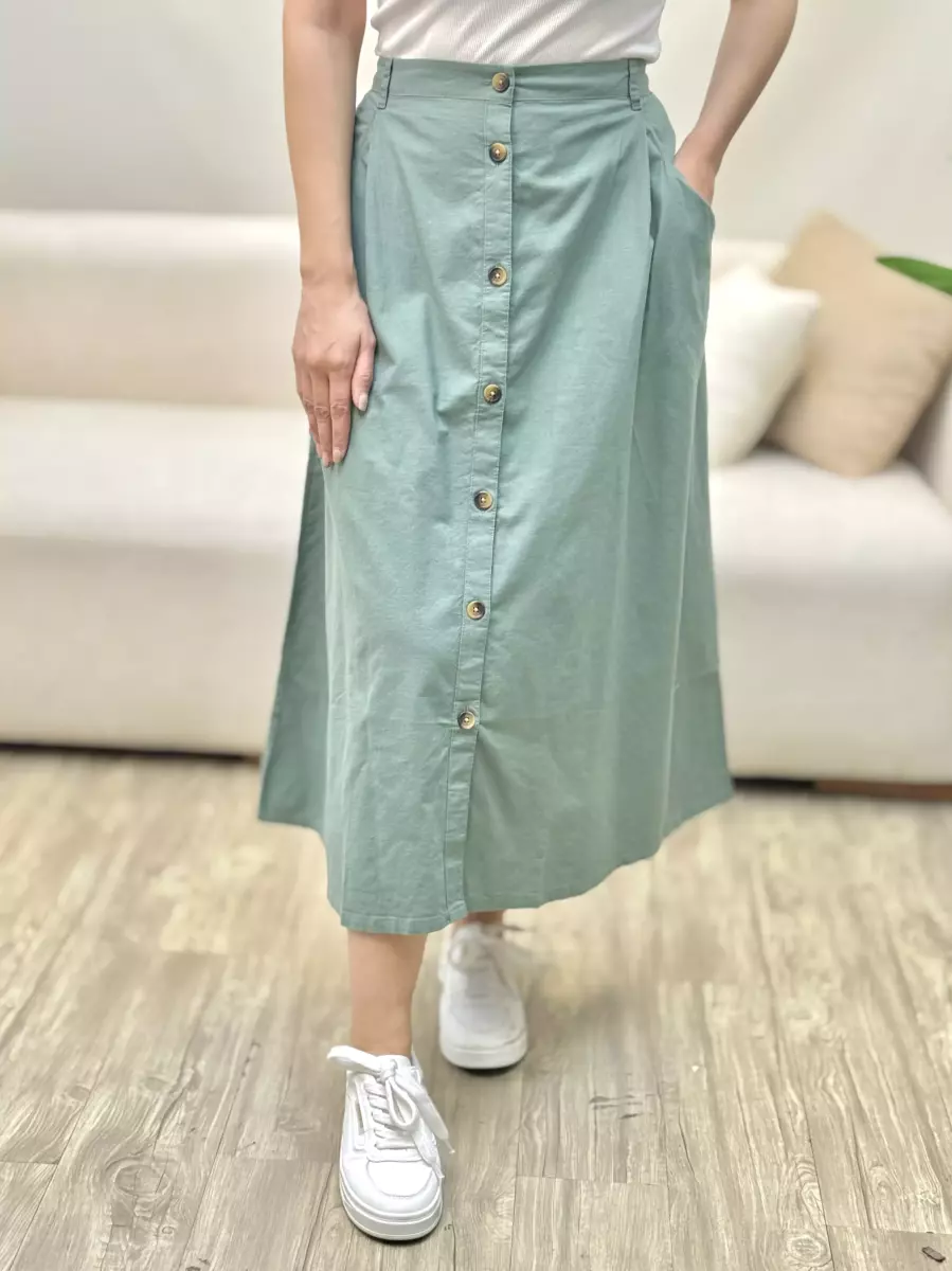 دامن جلو دکمه راه راه و ساده