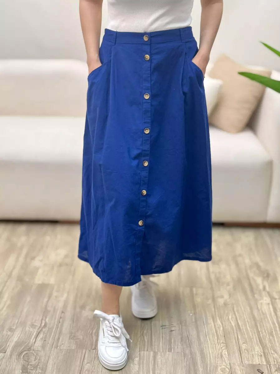 دامن جلو دکمه راه راه و ساده