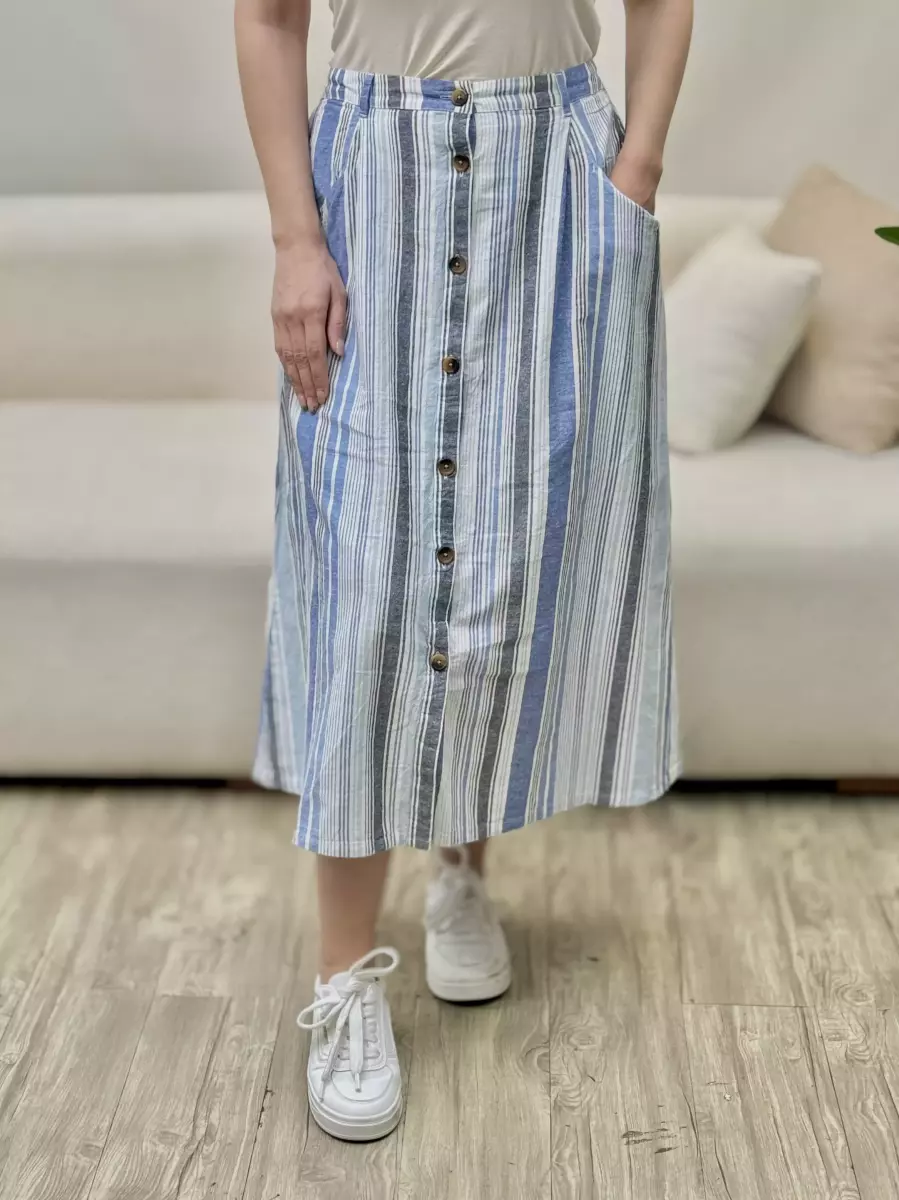 دامن جلو دکمه راه راه و ساده