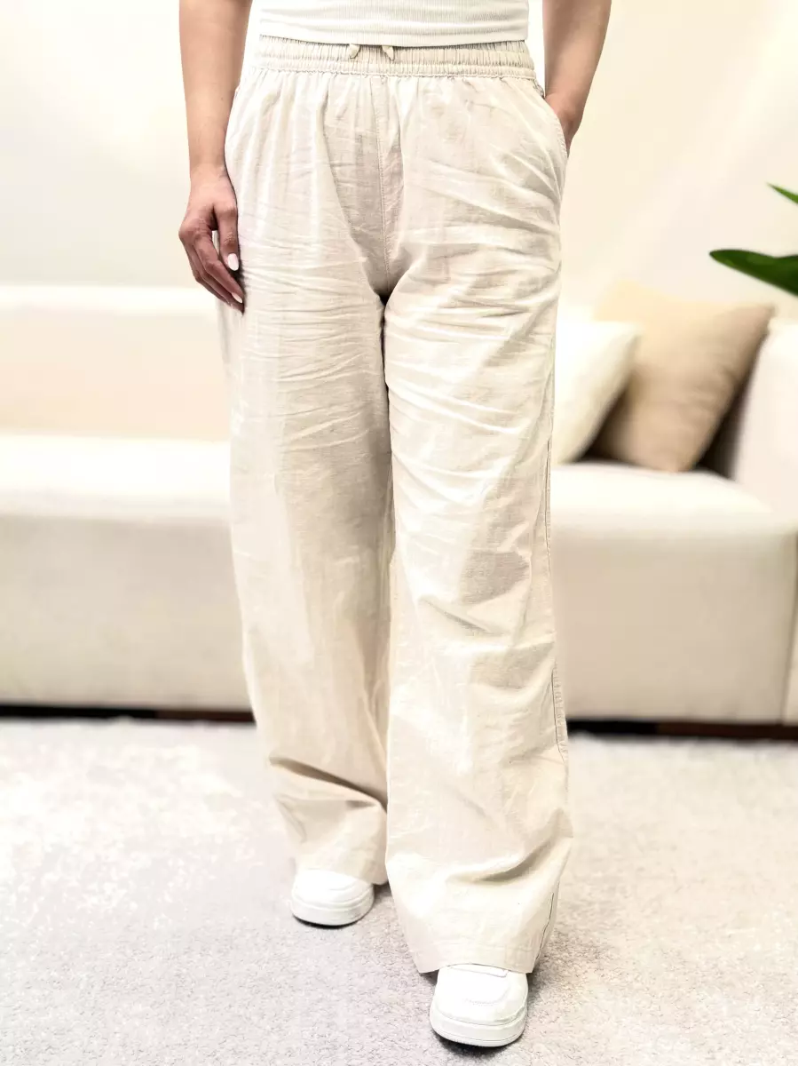 شلوار لینن کرمh&m