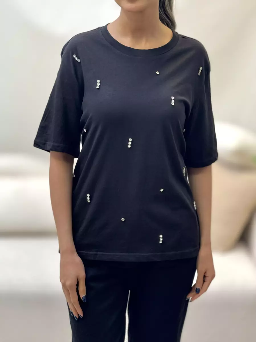 تیشرت مشکی نگین دار