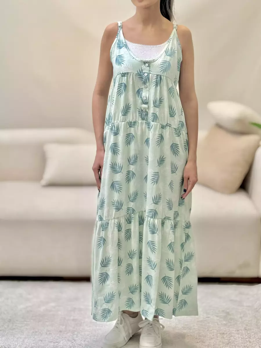 پیراهن بندی جلو دکمه طرح دار